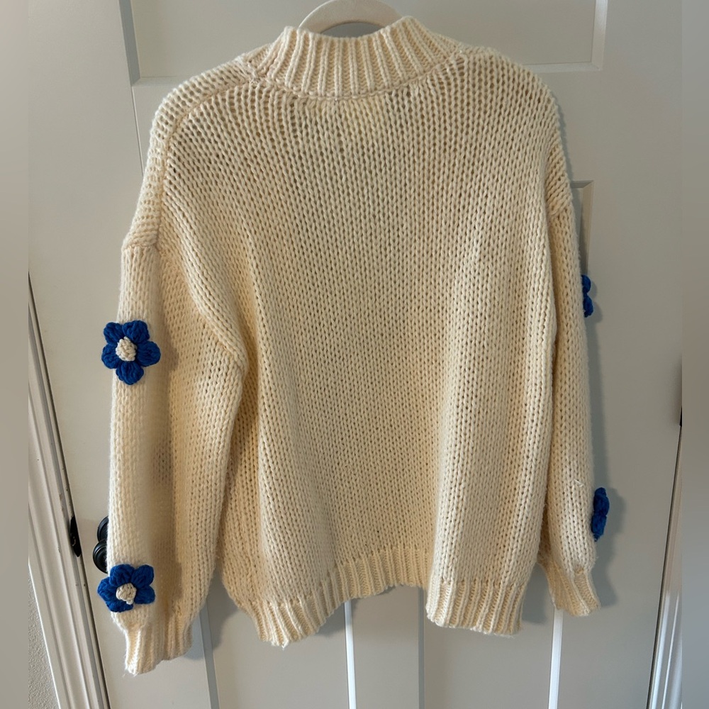Chunky 3D Floral Knit Cardigan - Picture 3 of 5
